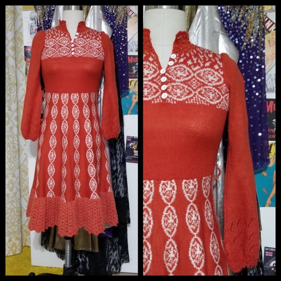 Sweet Vintage Knit Sweater Dress - Picture 1 of 5